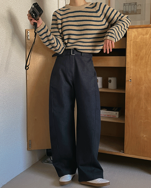 Heidi belt cotton pants ( 2color )