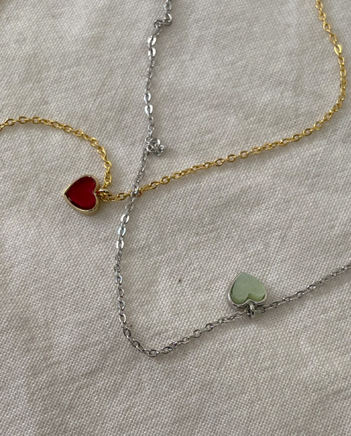 Mini heart color necklace ( 2color )