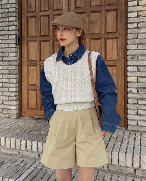 Lulu cable wool vest ( 4color )