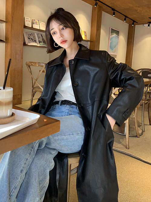 Leather trench coat (2 colors)