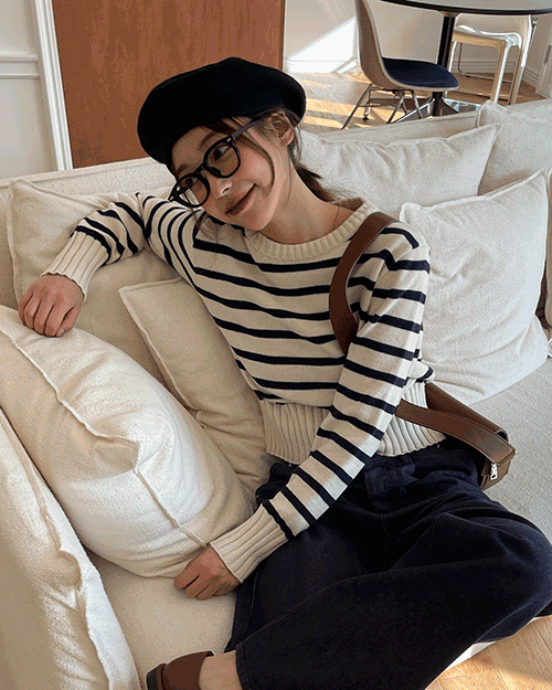 Sent stripe knit ( 3 color )