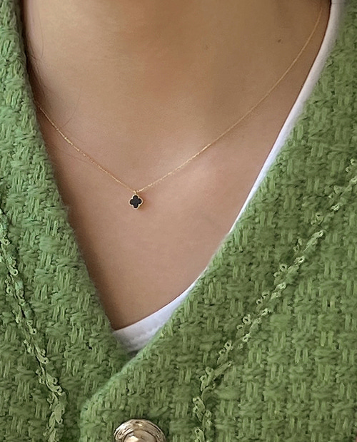 Black fourleaf clover necklace