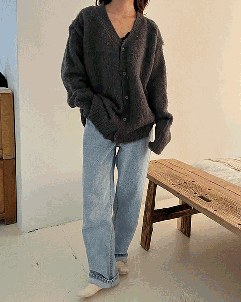 Unisex mohair knit cardigan ( 3 color )